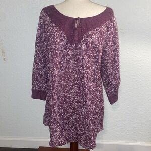 NINE WEST VINTAGE AMERICA CASUAL COTTON PEASANT FLORAL MULTI ¾ SLEEVE BLOUSE XL